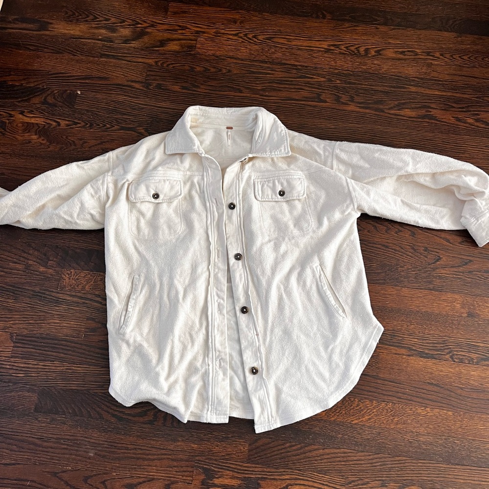 Oversized cream “flannel like” Button-Up Shirt Jacket